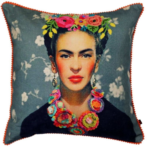 Μαξιλάρι Frida Γκρι 45x45εκ. βαμβακερό κεντημένο